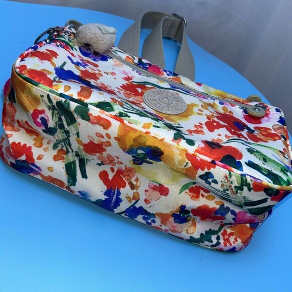 Kipling Callie printed crossbody purse bag floral splatter 2 monkeys - Picture 7 of 10